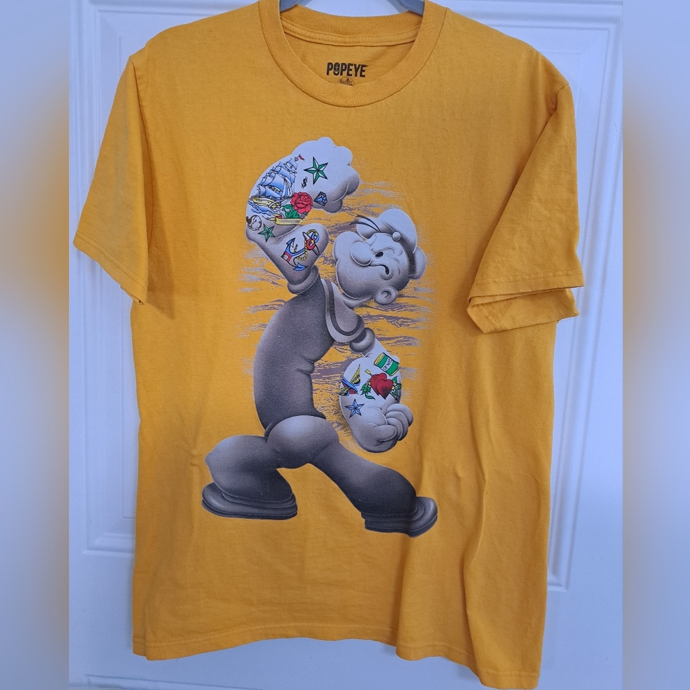 POPEYE t-shirt in yellow, size M. 100% Cotton.